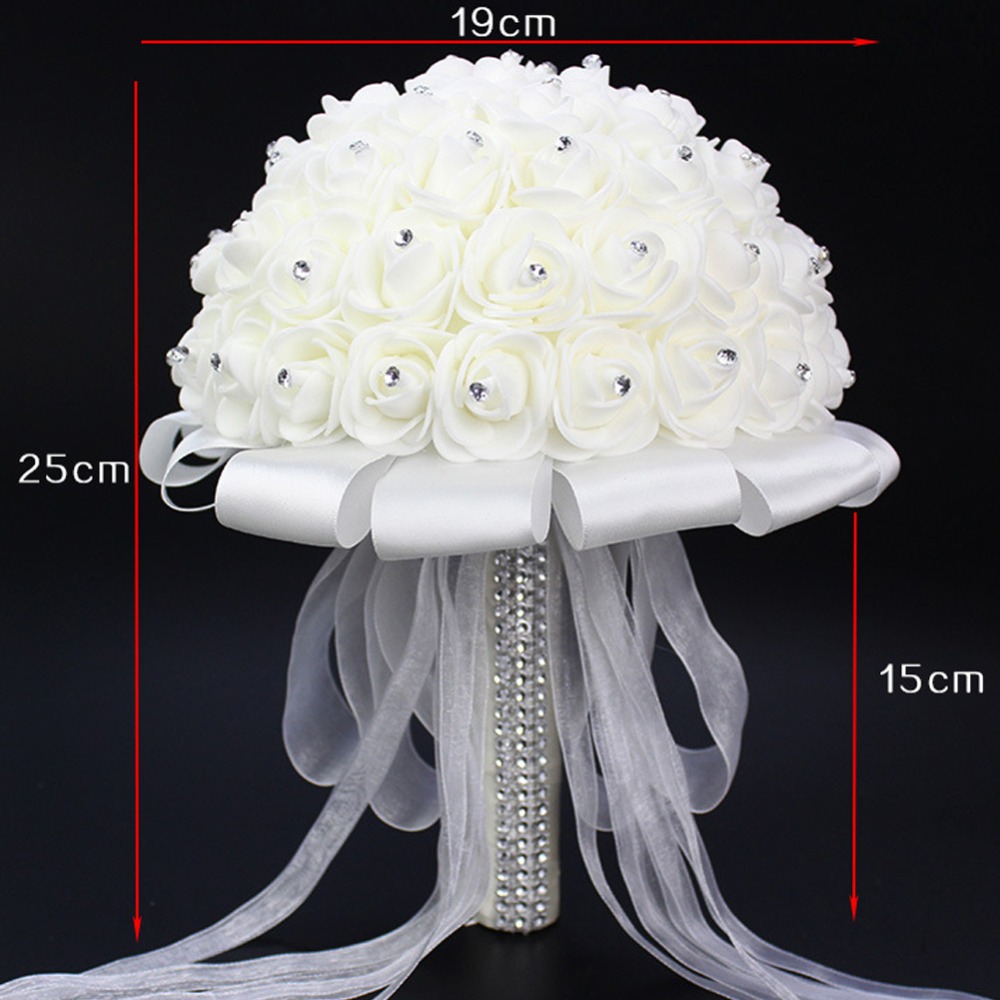 Handmade Rose Wedding Bridal Bouquet Beautiful Artificial Flower Foam Roses Bride Flower Wedding Party Accessory Wedding Bouquet