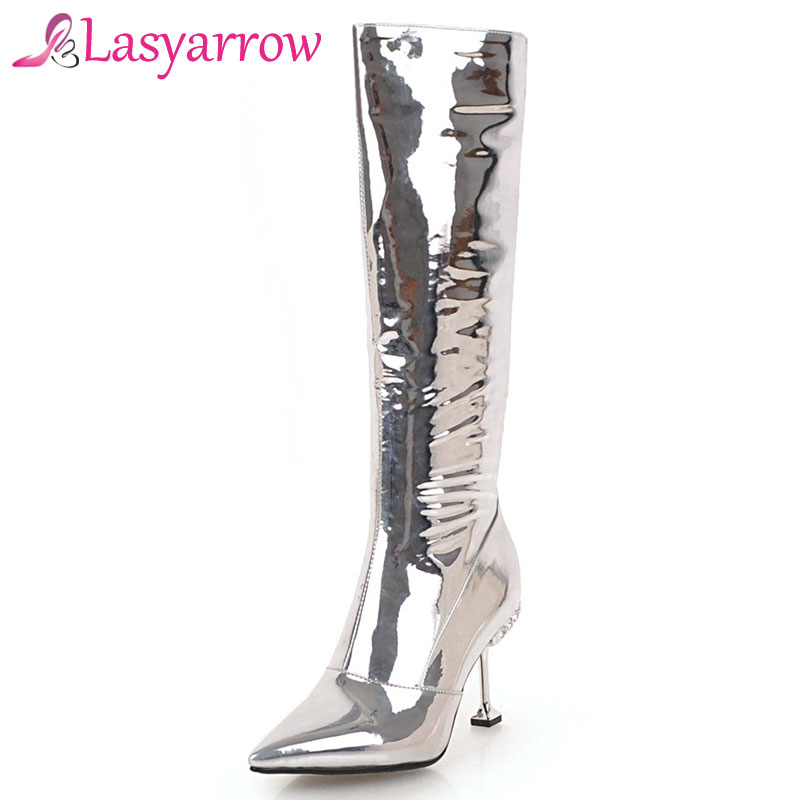 Lasyarrow Big Size Women Boots Patent Leather Knee High Boots For Women Black Red Sexy High Heels Ladies Party Wedding Shoes
Lasyarrow Big Size Women Boots Patent Leather Knee High Boots For Women Black Red Sexy High Heels Ladies Party Wedding Shoes