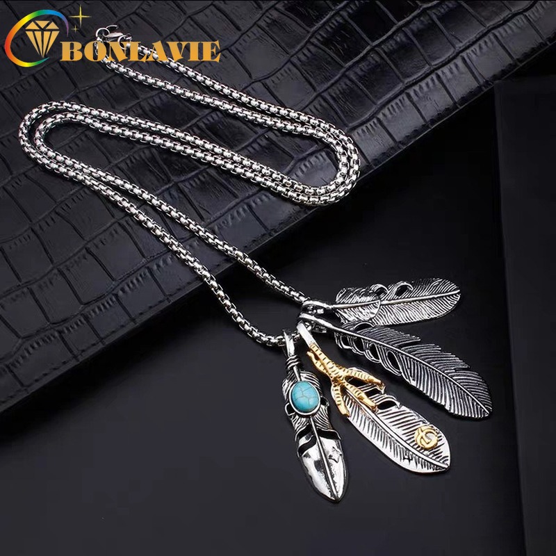 BONLAVIE HipHop Vintage Feather Titanium Steel Necklace Hip Hop Leaves Eagle Claw Pendant Men and Women Necklace
BONLAVIE HipHop Vintage Feather Titanium Steel Necklace Hip Hop Leaves Eagle Claw Pendant Men and Women Necklace