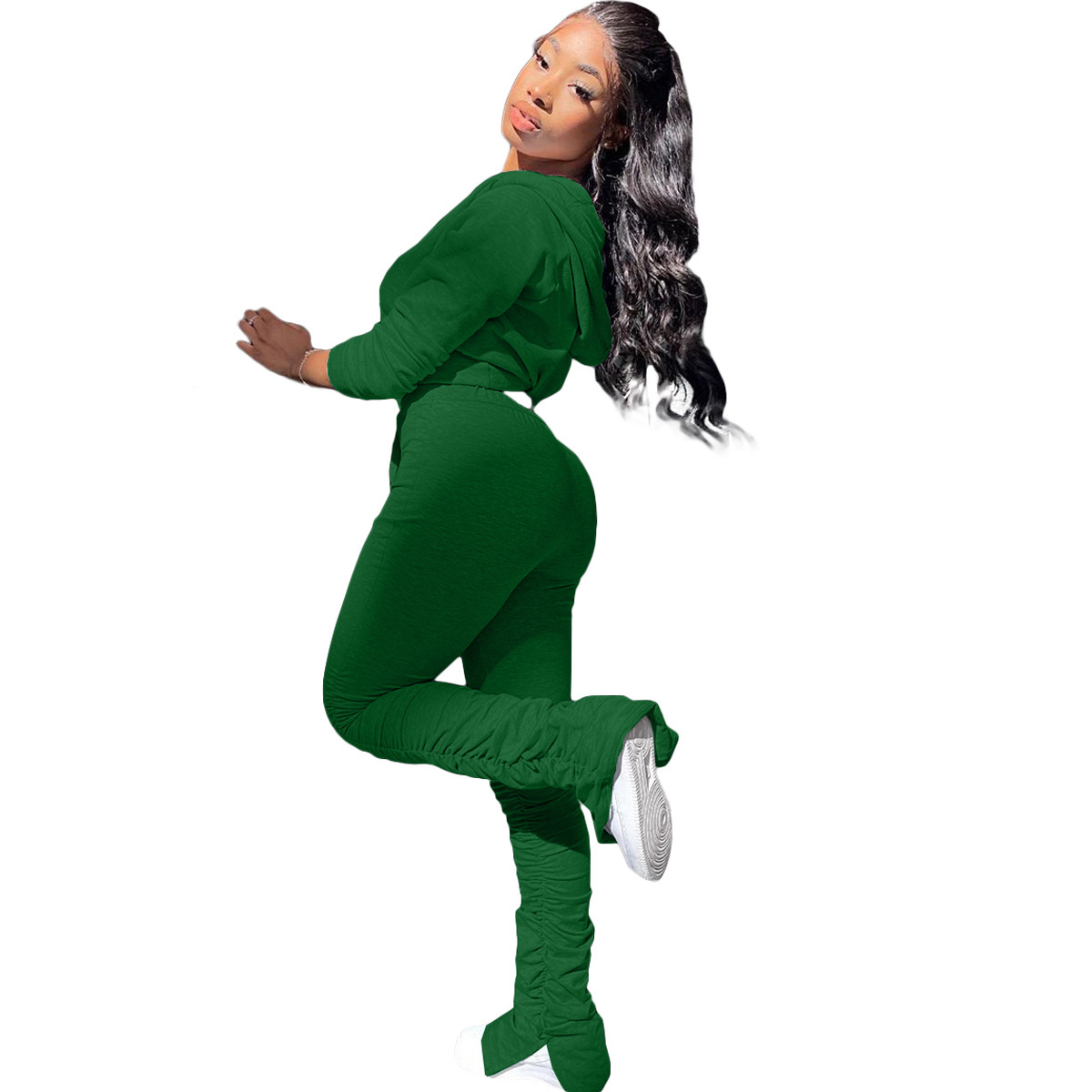 Designer style 2023 tracksuits Women's Fashion Clothing Hoodie Sweater Sports Tracksuit Two-piece Solid Color Pleated Pocket Jogging Suit