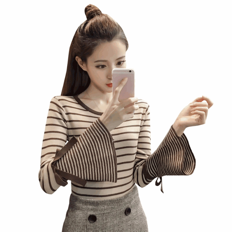Zoki Autumn Striped Women Pullover Knitted Sweater Fashion Flare Long Sleeve O Neck Slim Korean Ladies Jumper Sweater Blouse, Black
Zoki Autumn Striped Women Pullover Knitted Sweater Fashion Flare Long Sleeve O Neck Slim Korean Ladies Jumper Sweater Blouse, Black