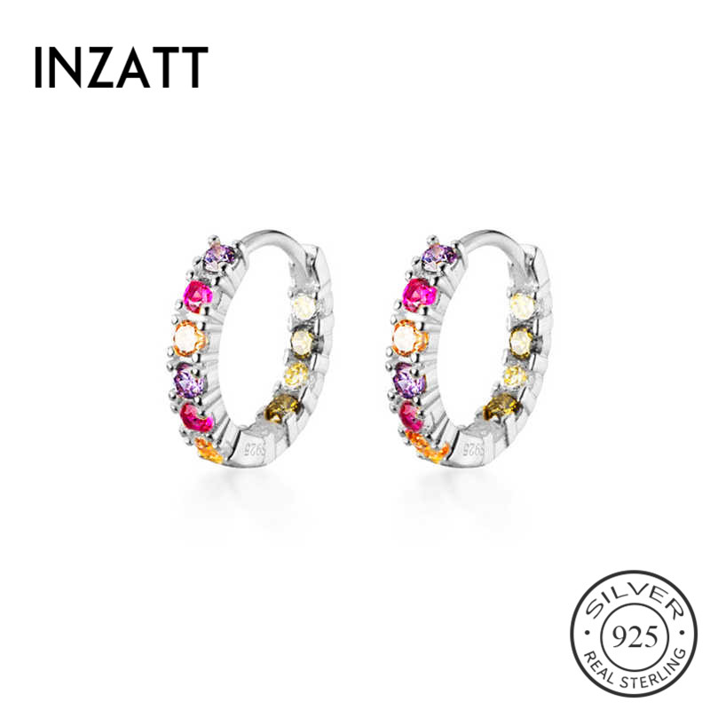 INZAReal 925 Sterling Silver multicolor Zircon Round Hoop Earrings For Fashion Women Party Fine Jewelry Geometric Accessories
INZAReal 925 Sterling Silver multicolor Zircon Round Hoop Earrings For Fashion Women Party Fine Jewelry Geometric Accessories
