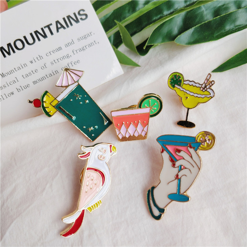 Fashion Summer Juice Drink Parrot Birds Colorful Cocktail Holiday Enamel Brooch Shirt Jean Collar Pins Bag badge Jewelry
Fashion Summer Juice Drink Parrot Birds Colorful Cocktail Holiday Enamel Brooch Shirt Jean Collar Pins Bag badge Jewelry