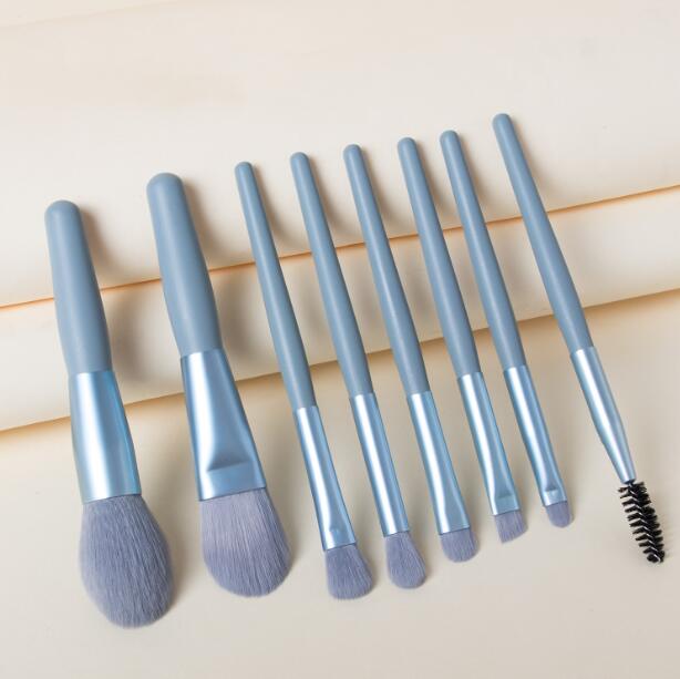 Wood Handle Makeup Brushes Set 8Pcs Brush Tools for Eyeshadow Blush Eyebrow Cosmetices Soft Hair Mini Portable Eye Make-up Accessories