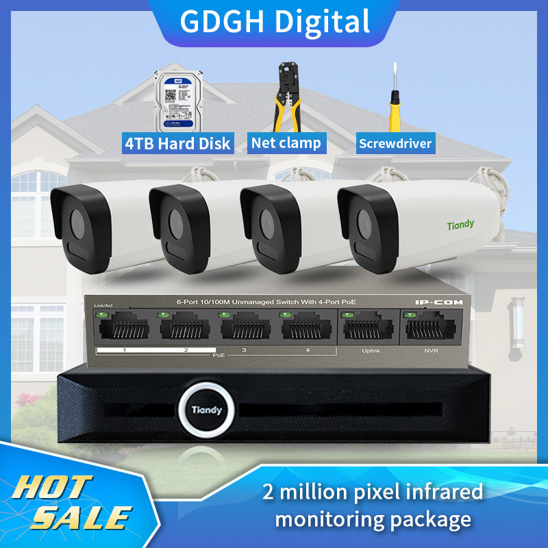 

GLVISION 4CH POE Nvr Kit H.265+1080P+2MP Outdoor/Indoor P2P HD Video Surveillance IP Camera Set CCTV Security System Kit