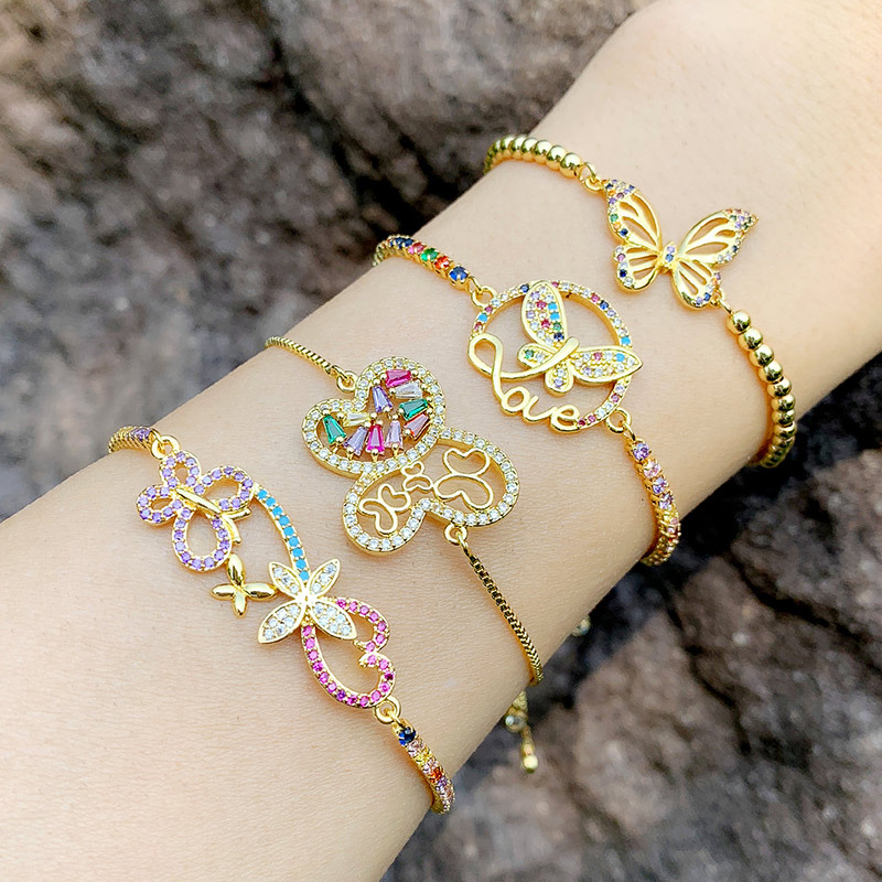 Gold Plated Cubic Zirconia Butterfly Charm Bracelet Hollow Flower Love Chain CZ Crystal Bracelets for Women Wedding Jewelry, Golden;silver 
Gold Plated Cubic Zirconia Butterfly Charm Bracelet Hollow Flower Love Chain CZ Crystal Bracelets for Women Wedding Jewelry, Golden;silver