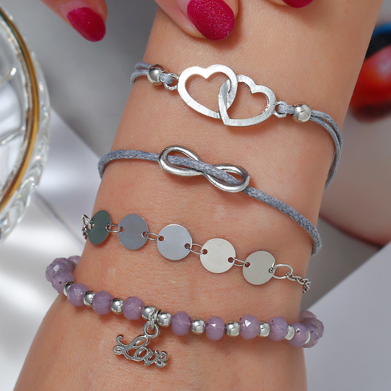 Bohopan 4PCS/Set Fashion Light Purple Beads Bracelets Simple Double Hollow Out Heart Bracelets Boho Bangles For Gifts
Bohopan 4PCS/Set Fashion Light Purple Beads Bracelets Simple Double Hollow Out Heart Bracelets Boho Bangles For Gifts