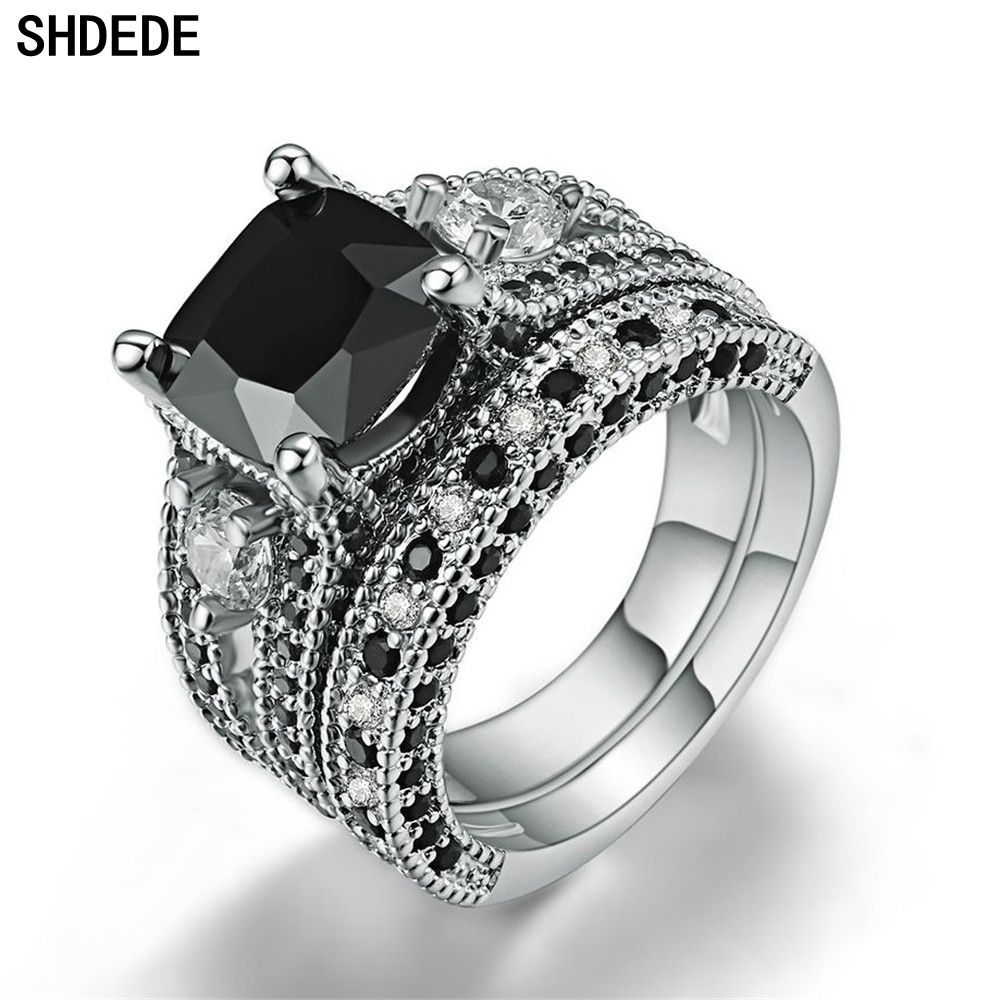 SHDEDE Black Cubic Zirconia Finger Rings For Women Female Ladies Wedding Rings Sets Classic Bride Party Jewelry Gifts -LY617 
SHDEDE Black Cubic Zirconia Finger Rings For Women Female Ladies Wedding Rings Sets Classic Bride Party Jewelry Gifts -LY617