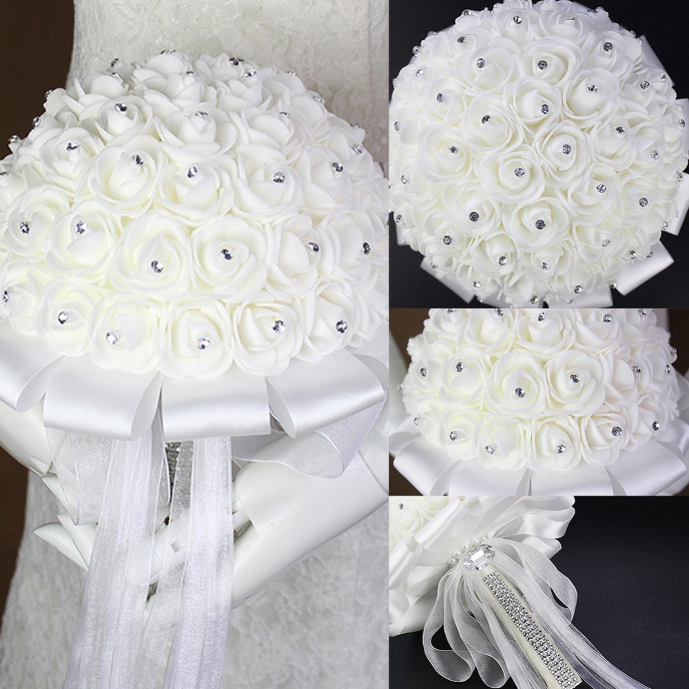 Handmade Rose Wedding Bridal Bouquet Beautiful Artificial Flower Foam Roses Bride Flower Wedding Party Accessory Wedding Bouquet