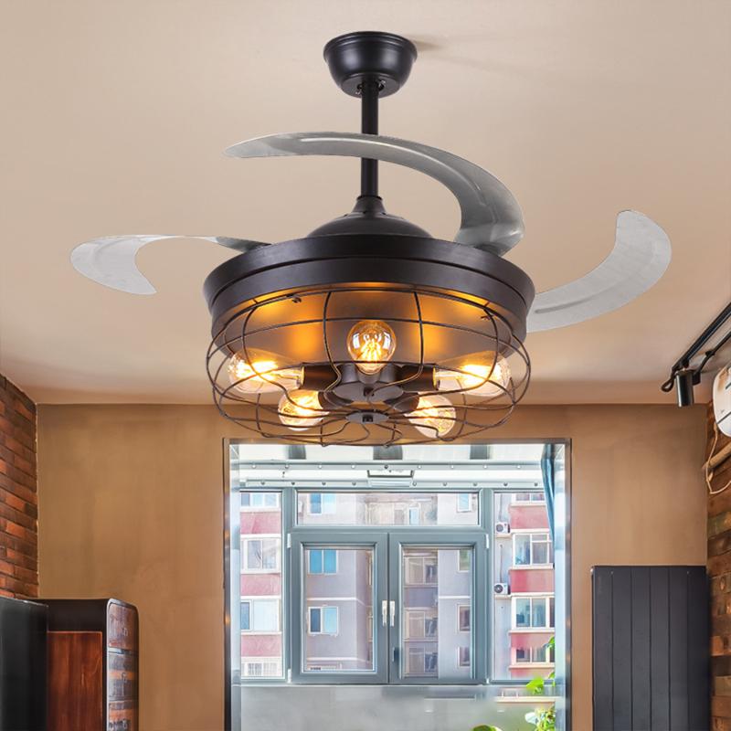 42 inch retro ceiling fan remote control light invisible retractable fan leaf lamp bulb folding lights Living room bedroom E27
42 inch retro ceiling fan remote control light invisible retractable fan leaf lamp bulb folding lights Living room bedroom E27