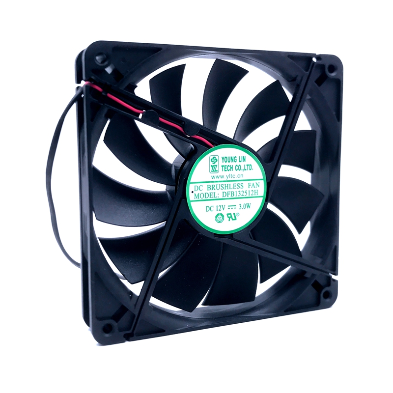 DFS132512H DFB13512H silent 135 chassis cooling fan DC 12V 3W 025A 2600RPM 13525 135 135 25mm 2 wires Dual Ball