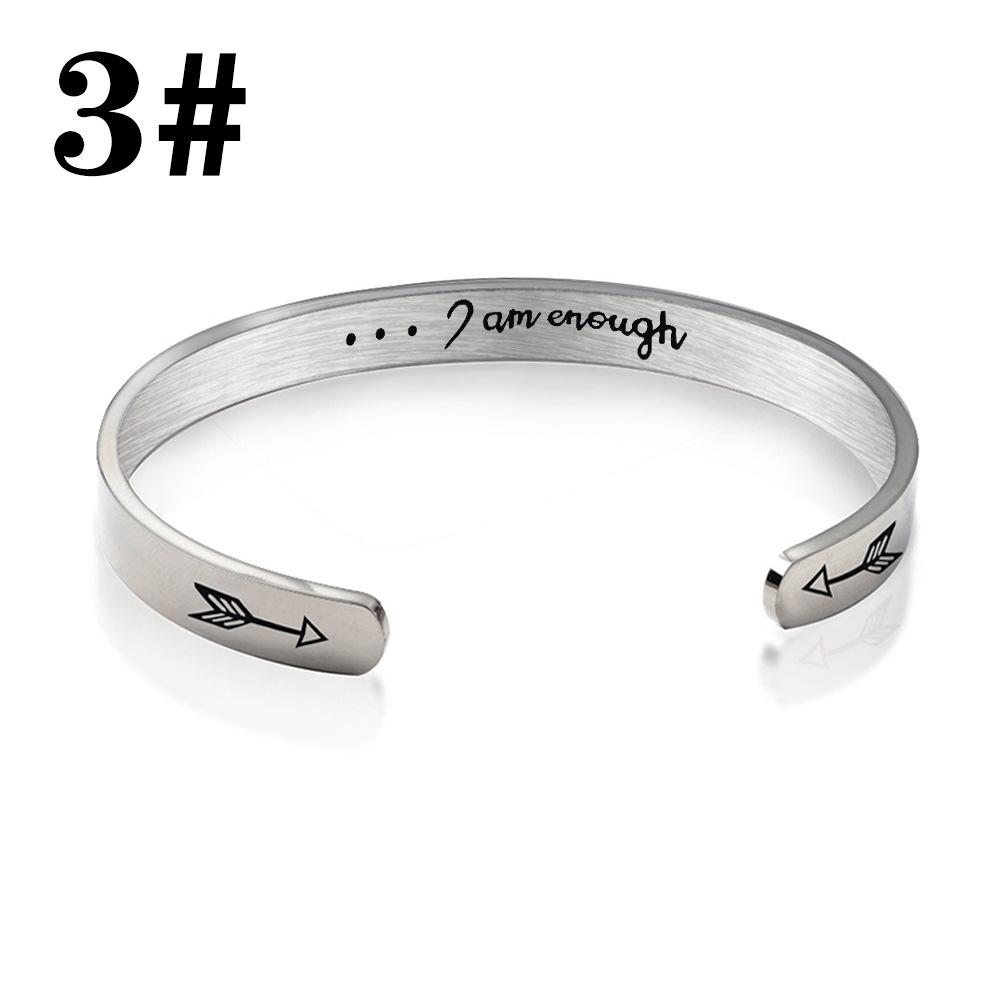 pretty Bangle Bracelet for Women Birthday Gifts Color Silver Inspirational Bracelets Bangles for Women Engraved Mantra Cuff Bangle