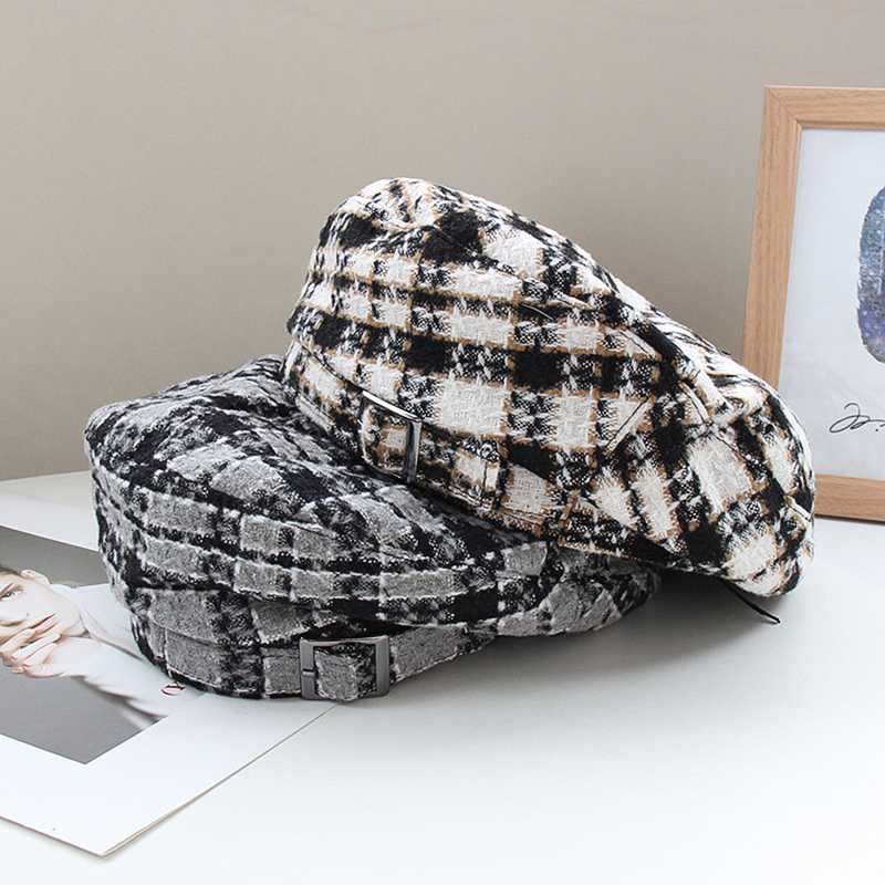 K94 NEW Women's Beret Detective Hat Autumn Winter Woolen Hat Plaid Bud Cap Octagonal British Vintage Painter hats, K94-beige
K94 NEW Women's Beret Detective Hat Autumn Winter Woolen Hat Plaid Bud Cap Octagonal British Vintage Painter hats, K94-beige