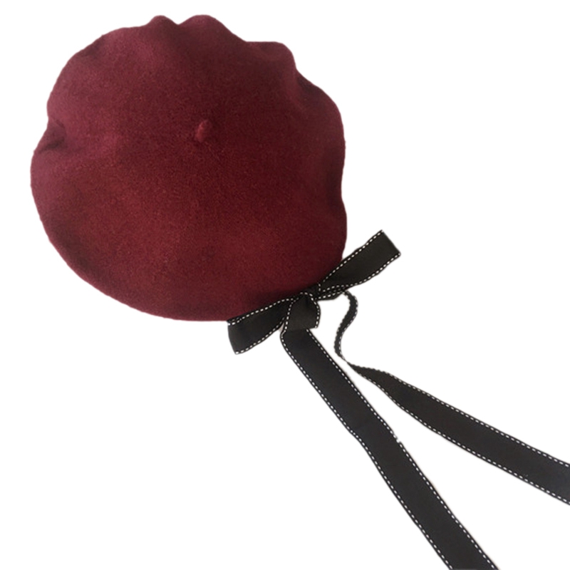 Ladies Fashion Bow Black Beret Painter Cap Long Ribbon Beret Autumn and Winter Wild Hat, Red
Ladies Fashion Bow Black Beret Painter Cap Long Ribbon Beret Autumn and Winter Wild Hat, Red