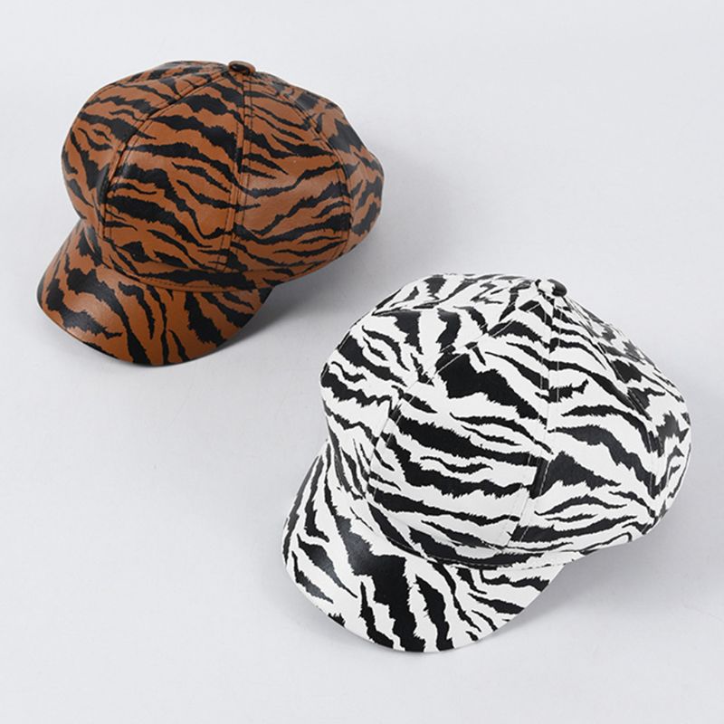 Women Faux Leather 8 Panels Ivy Beret Cap Vintage Zebra Striped Animal Patterns Leisure Octagonal Painter Newsboy Hat
Women Faux Leather 8 Panels Ivy Beret Cap Vintage Zebra Striped Animal Patterns Leisure Octagonal Painter Newsboy Hat