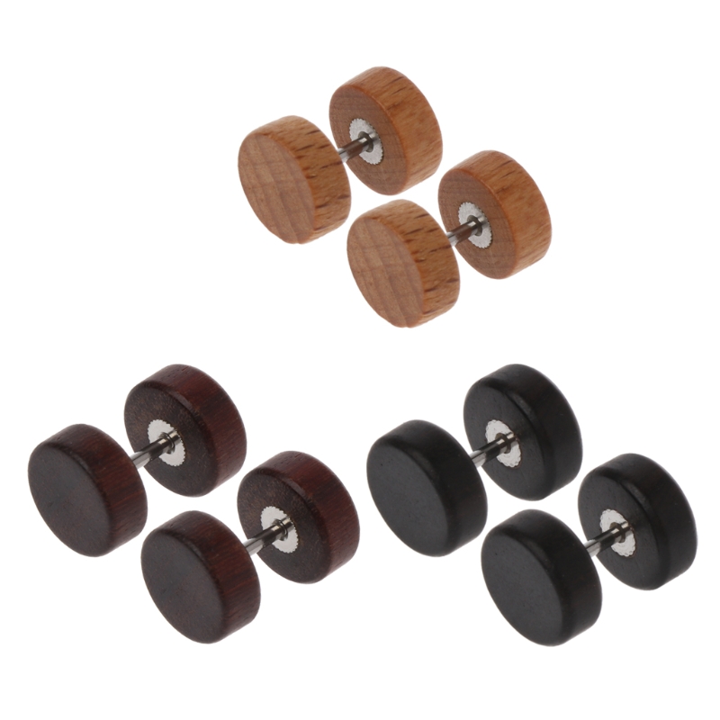 Gothic Punk Black Wood Earrings Female Male Earring Stud Dumbell Barbell Double Side Round Earings For Unisex Jewerly
Gothic Punk Black Wood Earrings Female Male Earring Stud Dumbell Barbell Double Side Round Earings For Unisex Jewerly