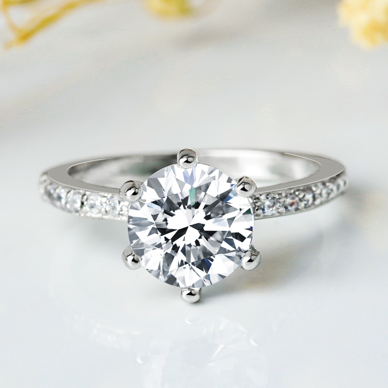 New Fashion Crystal Engagement Design Hot Sale Rings For Women White Zircon Cubic Elegant Ring Female Wedding Jewerly