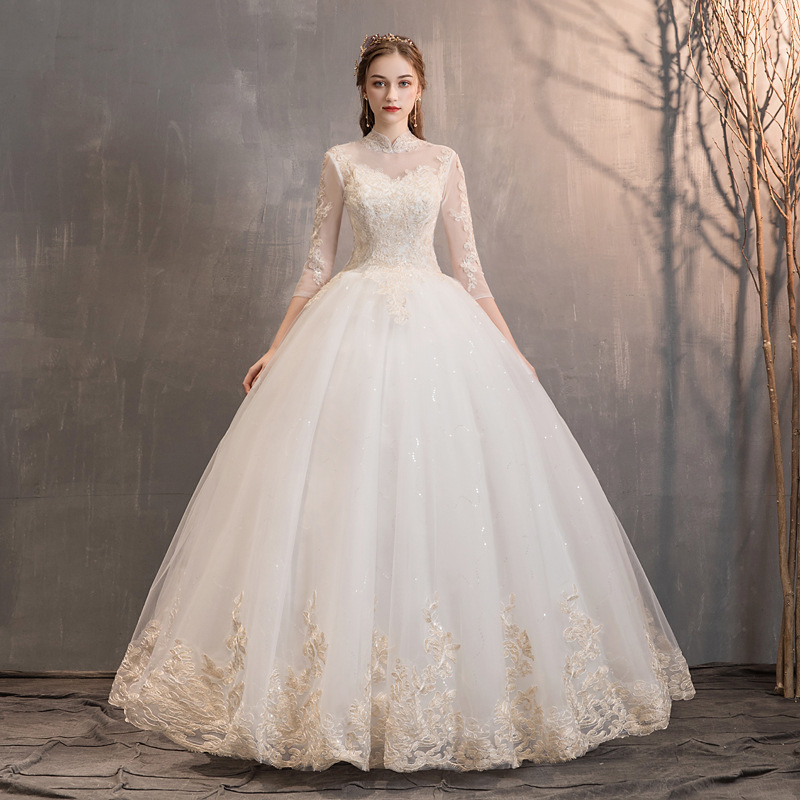 Elegant Wedding Dresses Ball Gown High Neck 3/4 Sleeve Appliques Sequined Lace Up Wedding Gowns For Bride Vestido De Noiva 2020, White
Elegant Wedding Dresses Ball Gown High Neck 3/4 Sleeve Appliques Sequined Lace Up Wedding Gowns For Bride Vestido De Noiva 2020, White