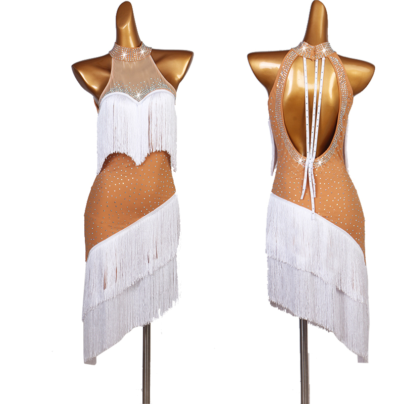 White blue Latin Dance Dresses Women's Performance Spandex Crystals/Rhinestones Tassel Sleeveless Natural Dress
White blue Latin Dance Dresses Women's Performance Spandex Crystals/Rhinestones Tassel Sleeveless Natural Dress