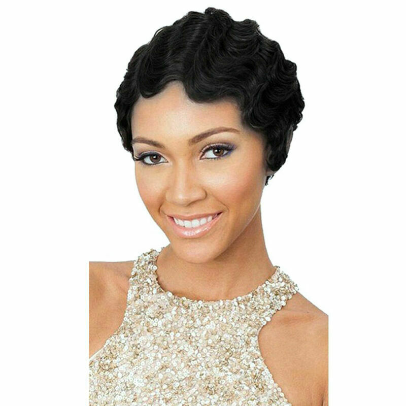 Fashion Short Black Afro Curly Hair Wig Pexie Cut Wave Wig For Black Women