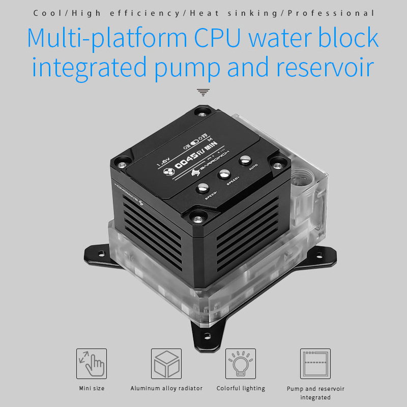 Barrowch CPU Block Pump Reservoir Three In One, 17W PWM Intelligent Pump, OLED Digital Display, FBLTPRK-04/LTPRK-04
Barrowch CPU Block Pump Reservoir Three In One, 17W PWM Intelligent Pump, OLED Digital Display, FBLTPRK-04/LTPRK-04