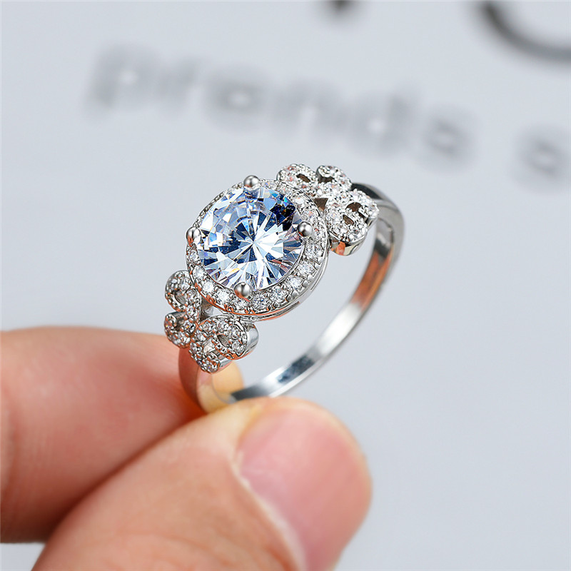 Luxury Female White Round Crystal Ring Classic Silver Color Wedding Rings For Women Cute Zircon Butterfly Thin Engagement Ring
Luxury Female White Round Crystal Ring Classic Silver Color Wedding Rings For Women Cute Zircon Butterfly Thin Engagement Ring