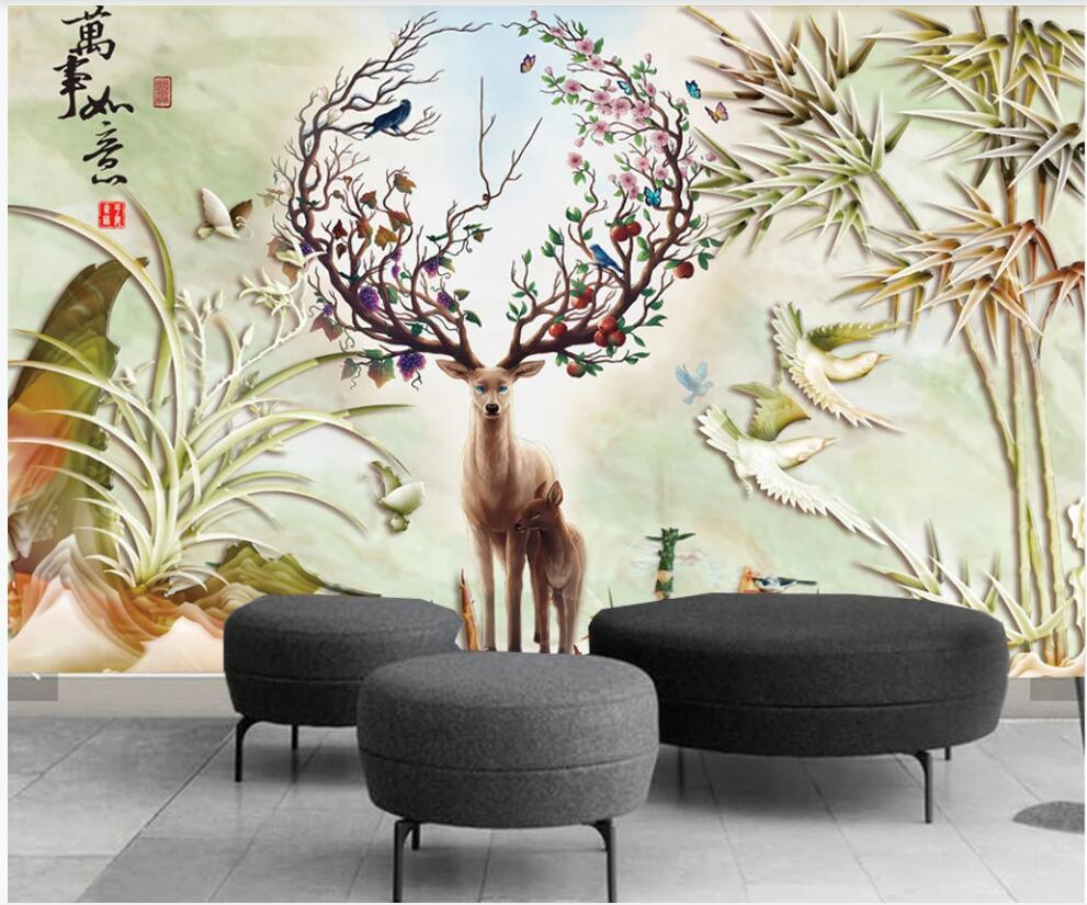 3d photo wallpaper custom mural Chinese style jade carving elk orchid bamboo home decor photo wallpaper for walls 3 d in the living room, Non-woven wallpaper
3d photo wallpaper custom mural Chinese style jade carving elk orchid bamboo home decor photo wallpaper for walls 3 d in the living room, Non-woven wallpaper