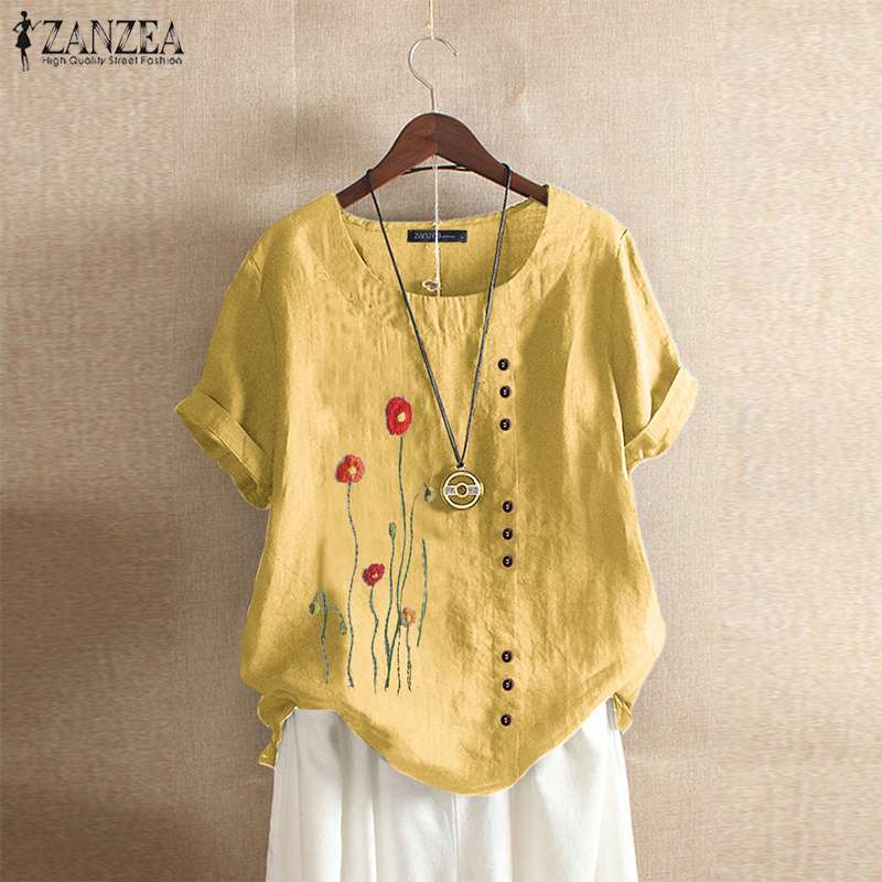 Elegant Floral Tee Shirts Women' Summer Embroidery Blouse ZANZEA 2020 Casual Short Sleeve Blusas Female O Neck Tunic Plus Size, Sky blue
Elegant Floral Tee Shirts Women' Summer Embroidery Blouse ZANZEA 2020 Casual Short Sleeve Blusas Female O Neck Tunic Plus Size, Sky blue