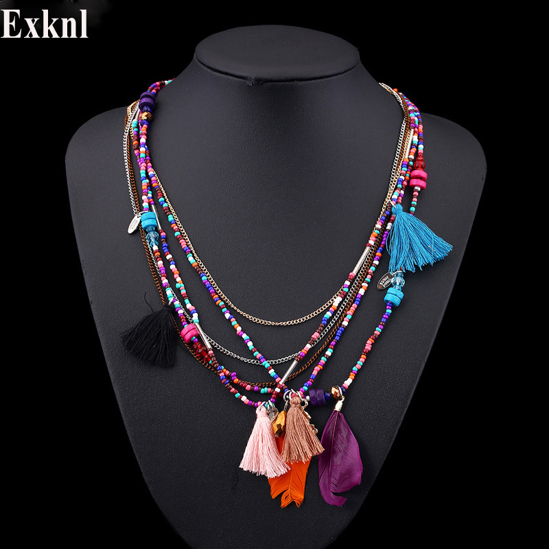 Exknl Bohemian Multi Color Feather Necklaces Beads Tassel Maxi Long Ethnic Chain Jewelry Statement Necklace For Women Collare
Exknl Bohemian Multi Color Feather Necklaces Beads Tassel Maxi Long Ethnic Chain Jewelry Statement Necklace For Women Collare