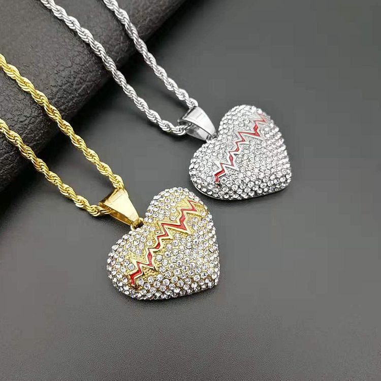 New arrival Hip hop ecg Love Pendant Cubic Zirconia out Men's Women's Fashion Jewelry Necklace Gift
New arrival Hip hop ecg Love Pendant Cubic Zirconia out Men's Women's Fashion Jewelry Necklace Gift