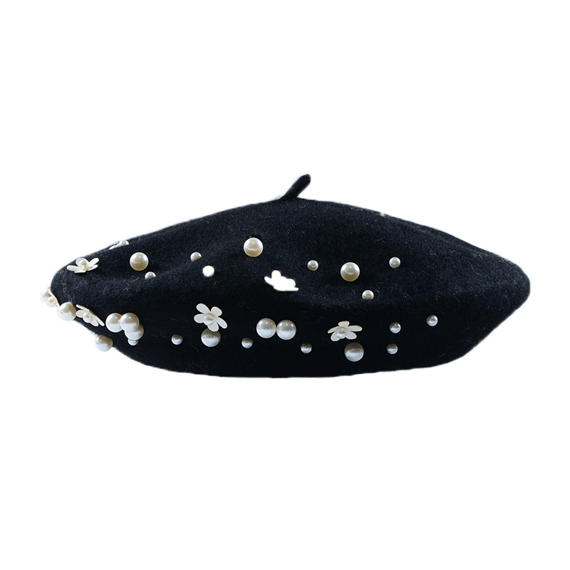 Beret hat women wool solid color beret pearl retro hat retro plain warm elegant ladies winter, 05
Beret hat women wool solid color beret pearl retro hat retro plain warm elegant ladies winter, 05