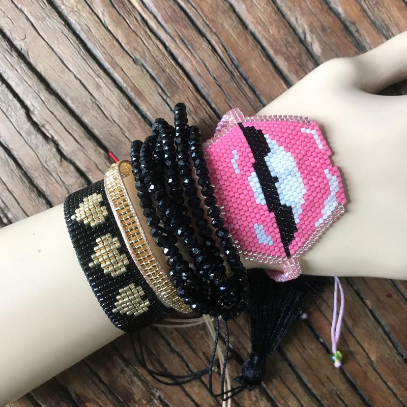 OAIITE MIYUKI Bracelet Jewelry Pink Bracelet Sexy Lips Black heart Black crystal multi-layer 2020 Women Delic
OAIITE MIYUKI Bracelet Jewelry Pink Bracelet Sexy Lips Black heart Black crystal multi-layer 2020 Women Delic