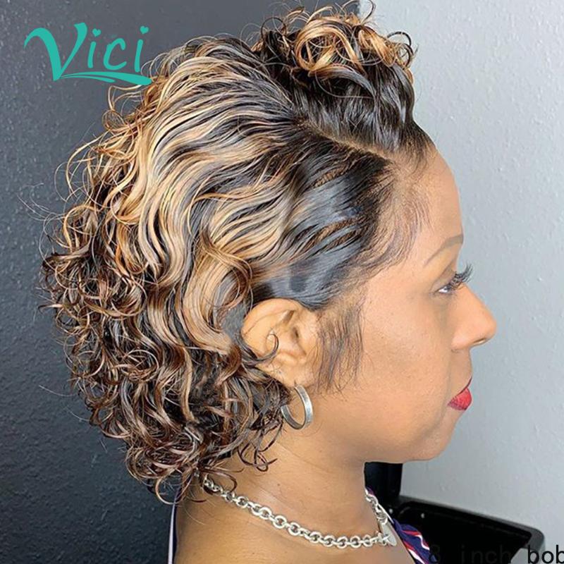 Lace Wigs Ombre Pixie Cut Wig Colored Front Human Hair Preplucked Short Curly Bob 150% Brazilian Remy Honey Blonde For Women, As pic
Lace Wigs Ombre Pixie Cut Wig Colored Front Human Hair Preplucked Short Curly Bob 150% Brazilian Remy Honey Blonde For Women, As pic
