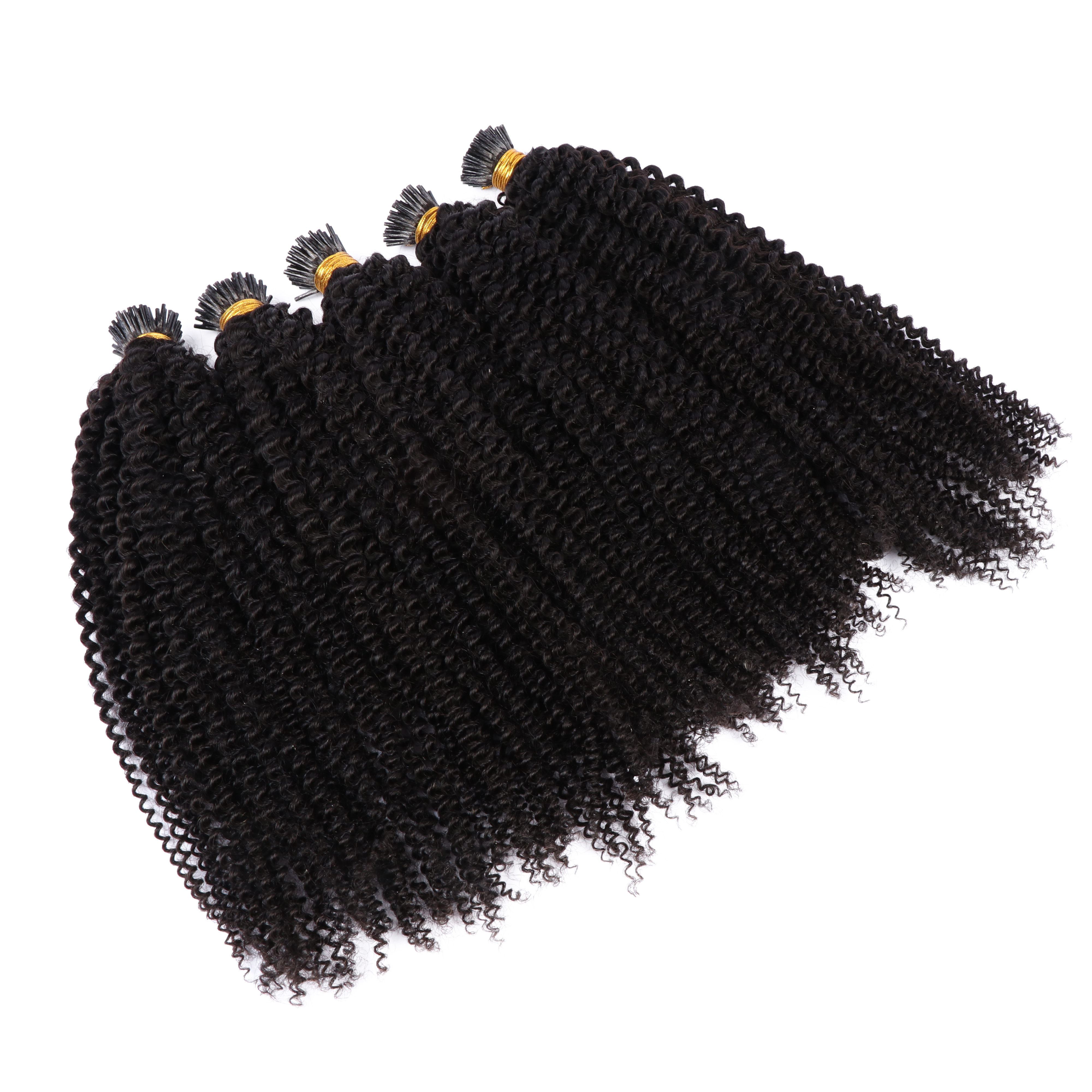 10A Grade Afro Kinky Curly I tip Hair Raw Indian Human Hair Pre bonded Extensions Natural Black I-tip hair 100g 1g/strand