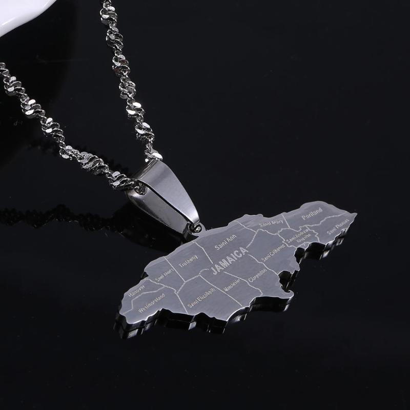 Stainless Steel Silver Color Jamaica Pendant Necklaces Fashion Jamaican Flag Map Chain Jewelry
Stainless Steel Silver Color Jamaica Pendant Necklaces Fashion Jamaican Flag Map Chain Jewelry