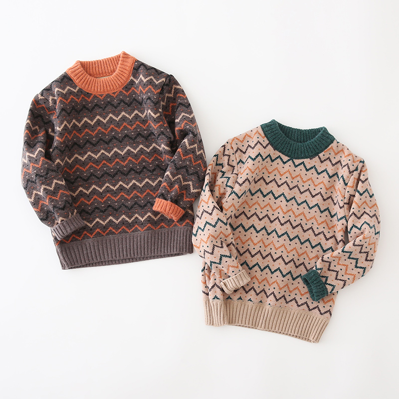 Wave boys Sweater Autumn 2020 new striped Plus velvet knitted sweater baby sweaters kids toddler cute kawaii cotton winter, Dark brown
Wave boys Sweater Autumn 2020 new striped Plus velvet knitted sweater baby sweaters kids toddler cute kawaii cotton winter, Dark brown
