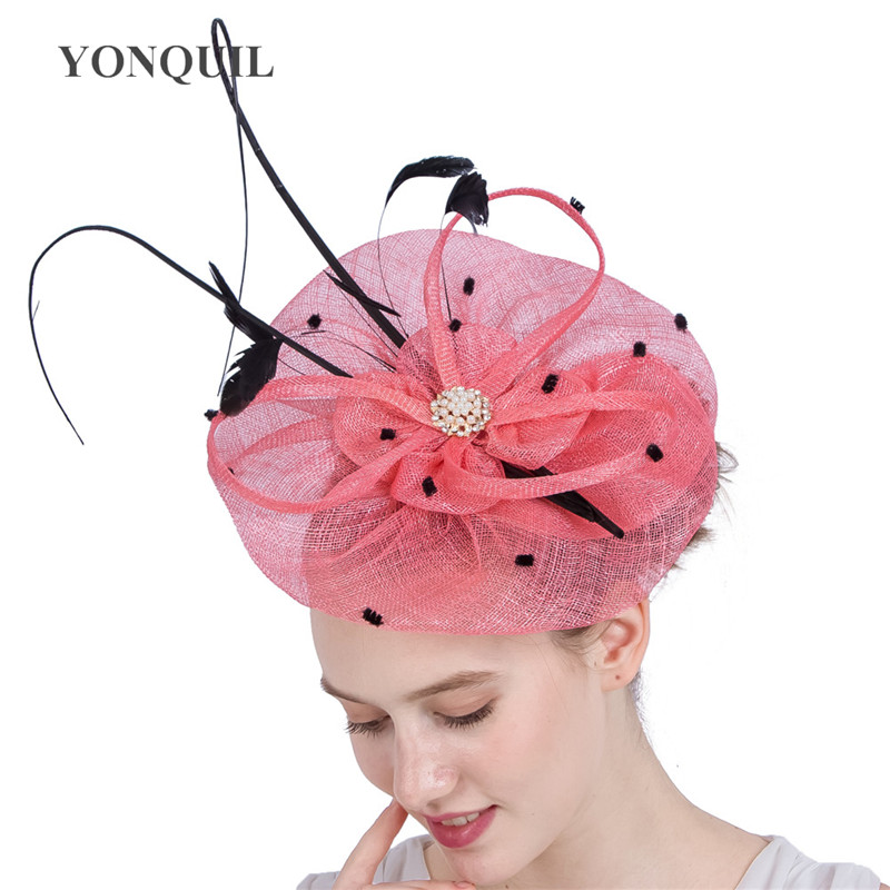 Top quality sinamay royal ascot derby Hats big pink fascinator hat women party wedding hair accassories with ostrich quill headbands SYF138
Top quality sinamay royal ascot derby Hats big pink fascinator hat women party wedding hair accassories with ostrich quill headbands SYF138