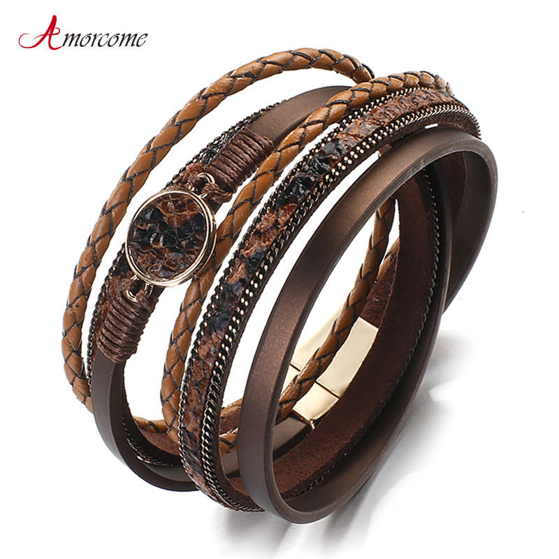Amorcome Snake skin Pattern Leather Bracelets For Women 2020 Fashion Bohemian Charm Wide Wrap Bracelets & Bangles Femme Jewelry
Amorcome Snake skin Pattern Leather Bracelets For Women 2020 Fashion Bohemian Charm Wide Wrap Bracelets & Bangles Femme Jewelry