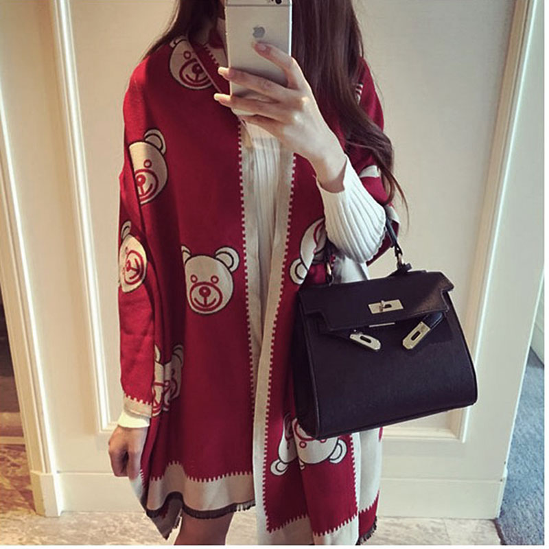Winter Scarf Shawl Lovely Bear Tippet Soft Cashmere Thick Warm Wraps High Quality Autumn Double-Sided Scarf Top
Winter Scarf Shawl Lovely Bear Tippet Soft Cashmere Thick Warm Wraps High Quality Autumn Double-Sided Scarf Top