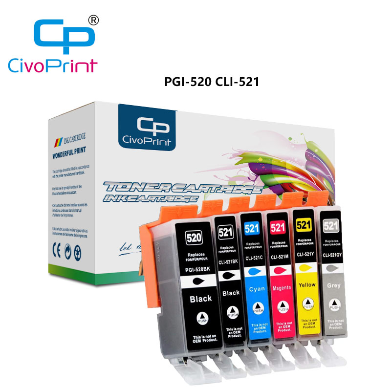 Civoprint PGI520 CLI521 Compatible ink Cartridge for Canon PGI-520 CLI-521 Pixma iP3600 iP4600 iP4700 MP540 MP550 MP560 MP62
Civoprint PGI520 CLI521 Compatible ink Cartridge for Canon PGI-520 CLI-521 Pixma iP3600 iP4600 iP4700 MP540 MP550 MP560 MP62