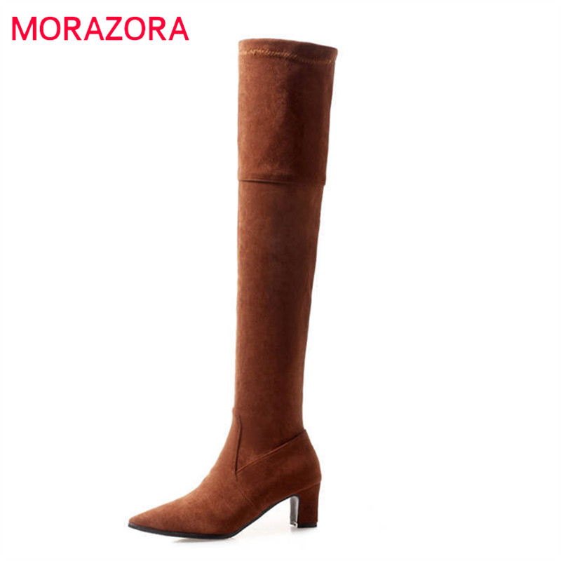MORAZORA 2020 new arrive thigh high boots pointed toe autumn winter boots simple zipper fashion over the knee shoes woman, Brown
MORAZORA 2020 new arrive thigh high boots pointed toe autumn winter boots simple zipper fashion over the knee shoes woman, Brown