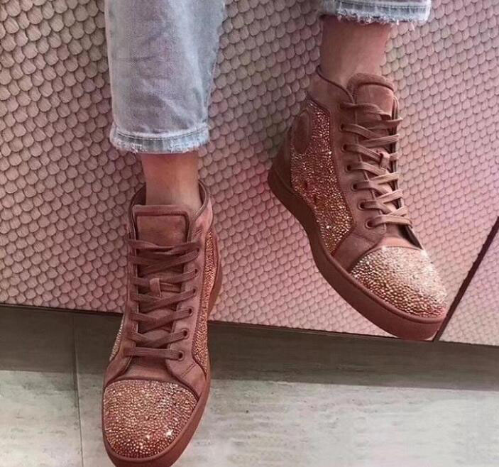 France Designer Spikes Boots Sneakers Shoes With Pik Studs Red sole high top sneaker shoes Outdoor Casual Orlato Men's -Street