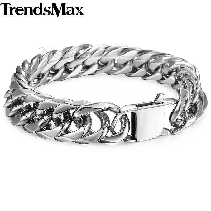 Men's Bracelet Hiphop Cuban Link Chain 316L Stainless Steel Bracelet For Male Jewelry 2020 Gifts Dropshipping 15mm KHB289
Men's Bracelet Hiphop Cuban Link Chain 316L Stainless Steel Bracelet For Male Jewelry 2020 Gifts Dropshipping 15mm KHB289