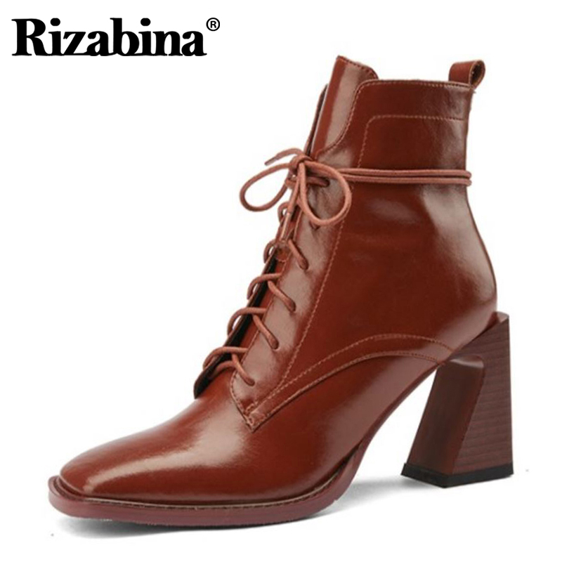 RIZABINA Real Leather Women Ankle Boots Thick High Heel Cross Strap Zipper Shoes Square Toe Warm Boots Party Footwear Size 33-40, Black
RIZABINA Real Leather Women Ankle Boots Thick High Heel Cross Strap Zipper Shoes Square Toe Warm Boots Party Footwear Size 33-40, Black