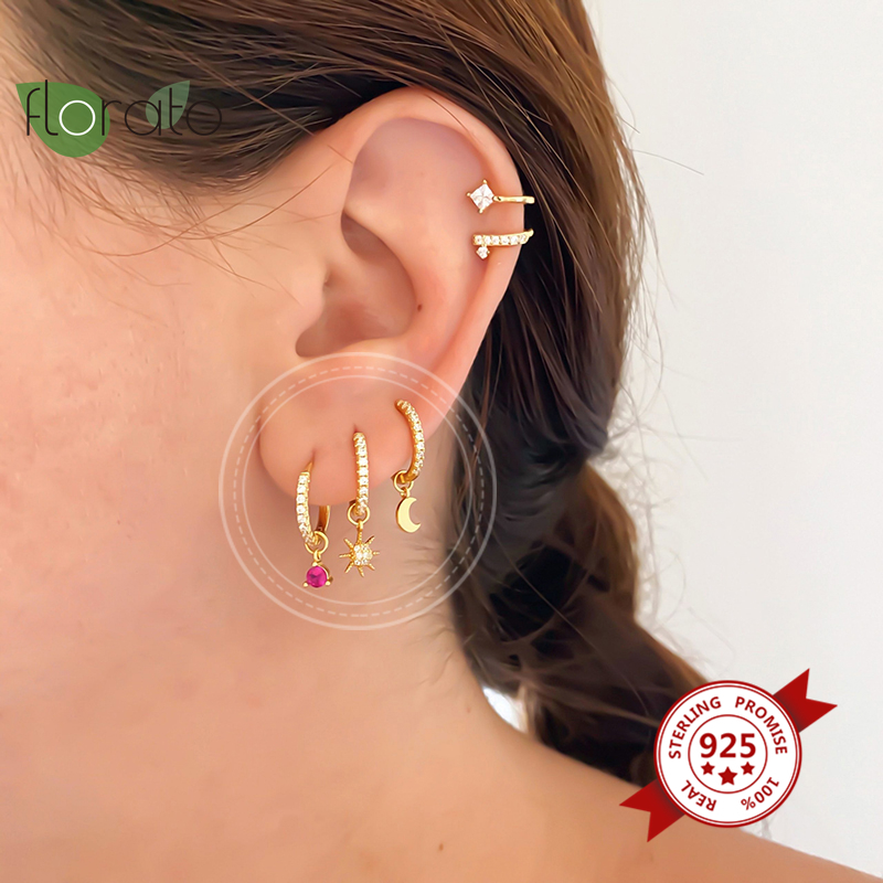 Hoop & Huggie 4pcs 925 Sterling Silver Removable Hanging Earrings For Women Sun Moon Cross Rose Red Crystal Earring Huggies Small
Hoop & Huggie 4pcs 925 Sterling Silver Removable Hanging Earrings For Women Sun Moon Cross Rose Red Crystal Earring Huggies Small