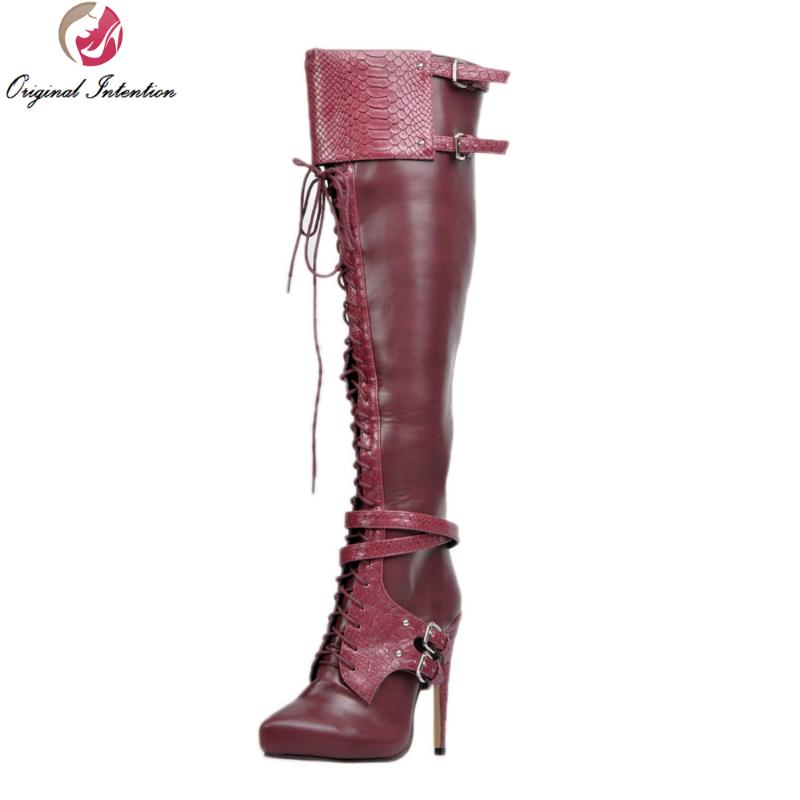 Original Intention Stylish Women Knee High Boots Nice Pointed Toe Thin Heels Boots Cool Wine Red Shoes Woman US Size 4-15, Xd129
Original Intention Stylish Women Knee High Boots Nice Pointed Toe Thin Heels Boots Cool Wine Red Shoes Woman US Size 4-15, Xd129