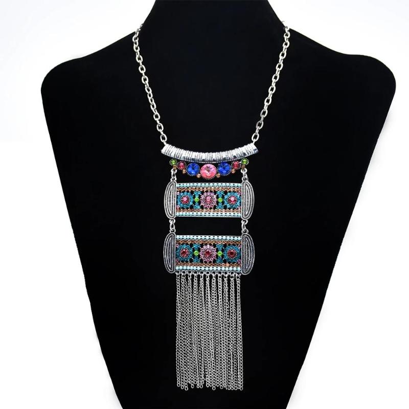 Fashion Vintage Bohemian Colorful Crystal Tassel Necklace Vintage Geometric Shape Necklace For Lady Gypsy Party Jewelry
Fashion Vintage Bohemian Colorful Crystal Tassel Necklace Vintage Geometric Shape Necklace For Lady Gypsy Party Jewelry