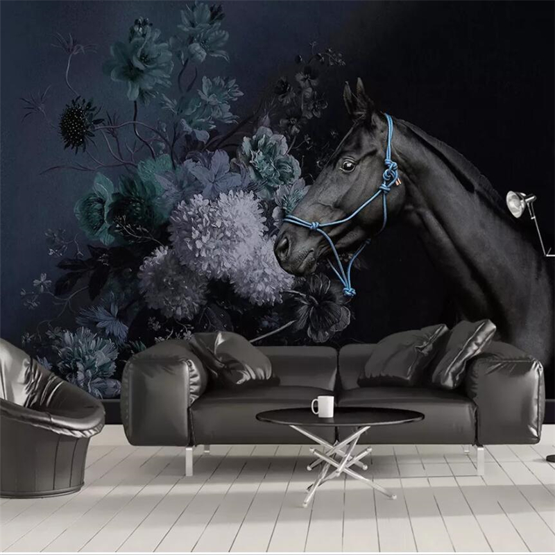 Custom large wall painter with modern minimalist hand-painted hydrangea horse black bedroom Nordic background mural wallpaper, Silk cloth
Custom large wall painter with modern minimalist hand-painted hydrangea horse black bedroom Nordic background mural wallpaper, Silk cloth