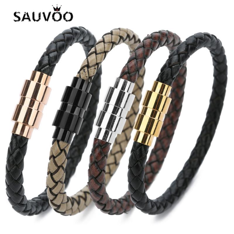 Sauvoo Leather Rope Stainless Steel Magnetic Clasps Connector Bracelets 6mm Cord Chain Men Fashion Bracelets 20cm Length Jewelry
Sauvoo Leather Rope Stainless Steel Magnetic Clasps Connector Bracelets 6mm Cord Chain Men Fashion Bracelets 20cm Length Jewelry