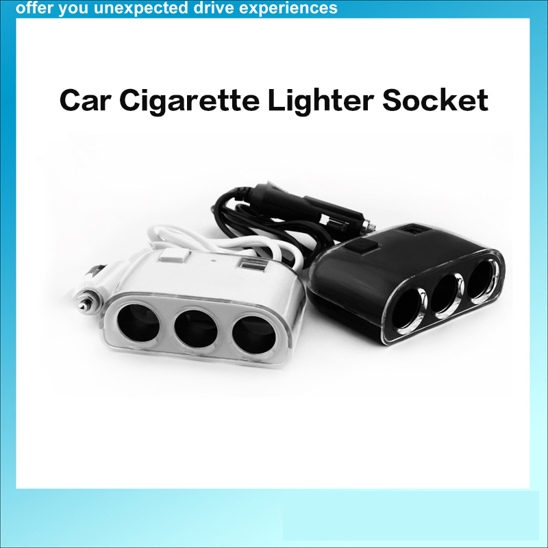 Univesal 3 in 1 Dual USB Car Cigarette Lighter Socket Splitter Plug 3 Cigarette Lighter Car USB For Samsung, As pic